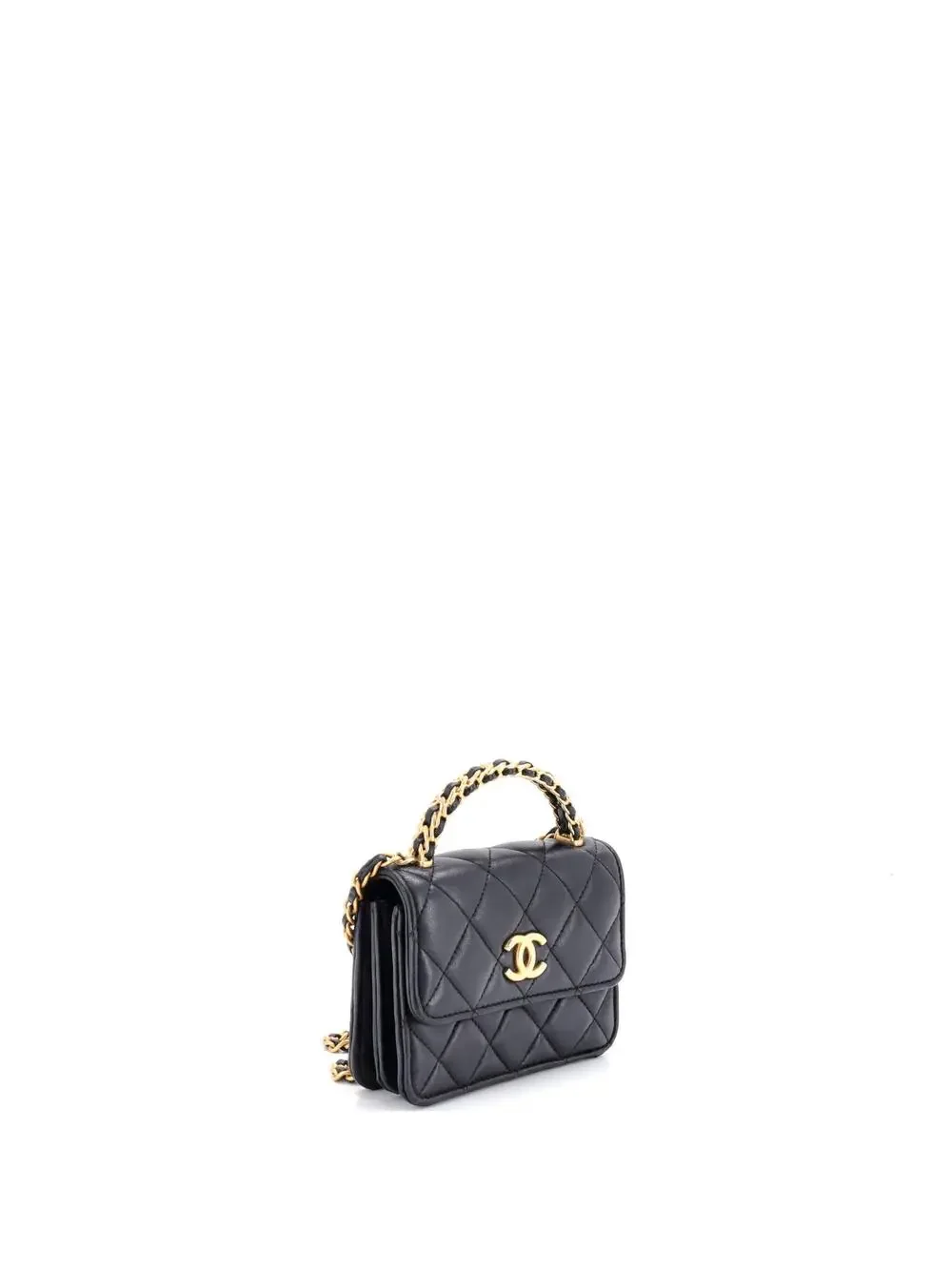 Chanel Woven Top Handle Cc Flap Clutch #219385C44B